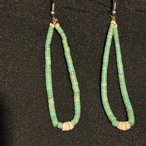 Elegant Turquoise and Spiny Oyster Beaded Earrings